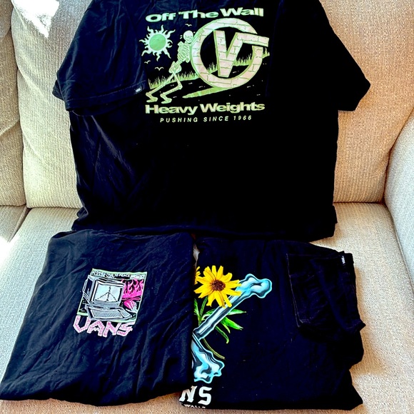 3-pack Vans T-Shirts , black with cool logos . - Picture 1 of 7